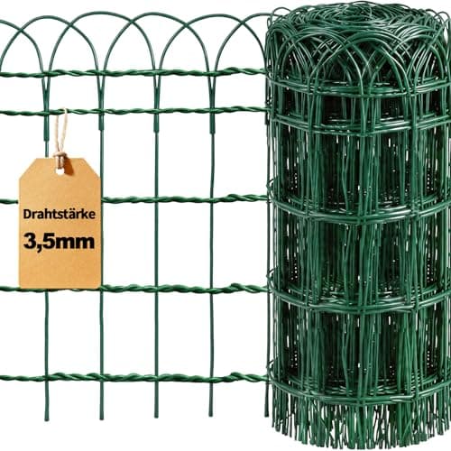Image of Amagabeli Garden Home 0.4M x 25M Green Garden Border Fence 3.5mm RAL6005 PVC Coated Metal Wire Fencing Rustproof Netting Border Edge for Outdoor Flower Bed Animal Barrier