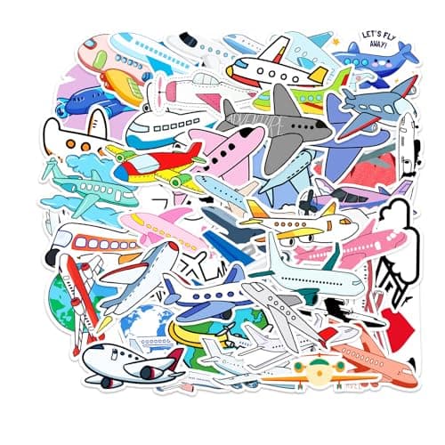 Image of 50 Pcs Kawaii Paper Plane Vinyl Stickers,Airplane Graffiti Stickers,Vinyl Waterproof Sticker for Kids Teens Girls,for Phone Laptop Bottles Skateboard Computer Phone Luggage Guitar Gifts Sticker