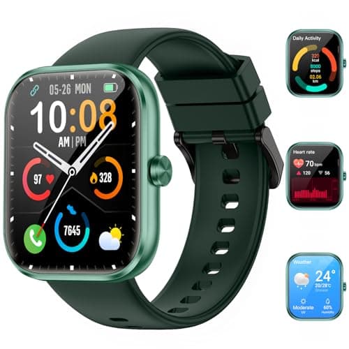 Image of Smart Watch for Men Women(Answer/Make Calls), 1.83"HD Fitness Watch, with Heart Rate/Sleep Monitor, 110+Sports Modes Fitness Tracker with Step Counter, IP68 Waterproof, for Android iOS, Dark Green