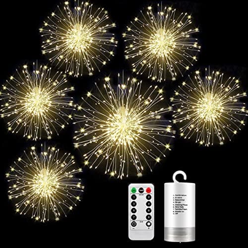 Image of FBSPORT Firework Lights for Christmas Indoor Outdoor Battery Operated Fairy Led Starburst Light Garden Party Wedding Decorations Waterproof with 8 Modes Remote Control