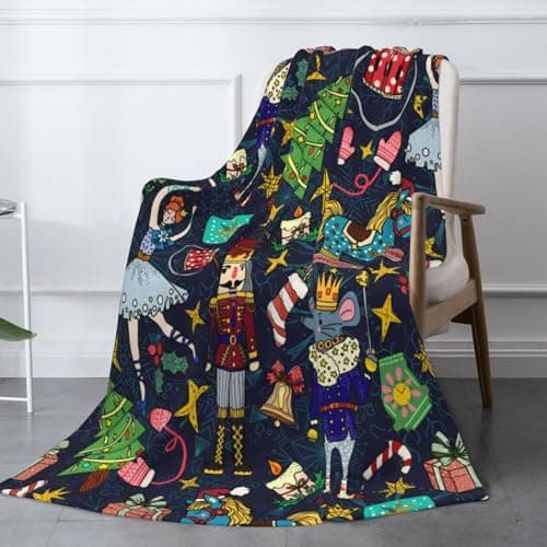 Image of Christmas Nutcracker Throw Blanket Fuzzy Soft Cozy Christmas Nutcracker Blankets Soft Throws Warm Lightweight Plush Fleece Throw Blanket for Kids Men Women Gift Bed Couch Sofa 60"x50"