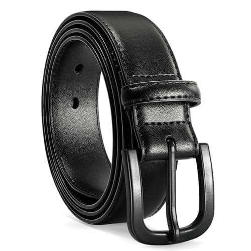 Image of VONMELLI Men's Metal Free Leather Belt TSA Approved Non Metal Belt for Men Jeans with Hypoallergenic Buckle Black Fit Waist Size 36-39"