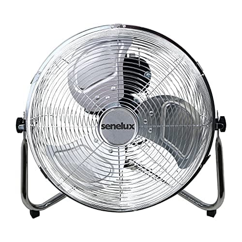 Image of Senelux Floor Fan - Chrome Gym Fan - Electric Portable Cooling Fan for Home/Gym/Office Use - 3 Speed Settings with Tilting Feature - High Velocity Cold Air Circulator