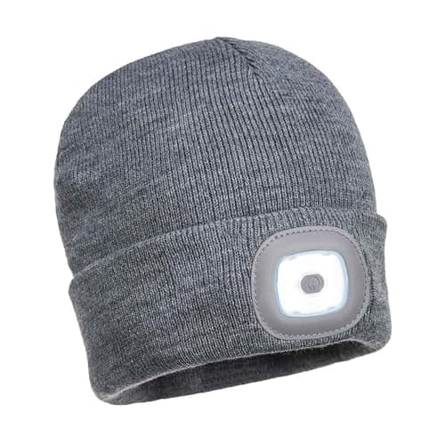 Image of Portwest Beanie USB Rechargeable LED Head Light, Size: One Size, Colour: Grey, B029GRR