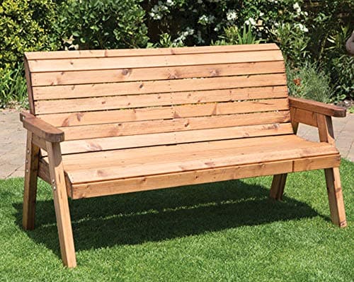 Image of Samuel ALEXANDER Hand Made Traditional 3 Seater Chunky Rustic Wooden Garden Bench Furniture Pre Built