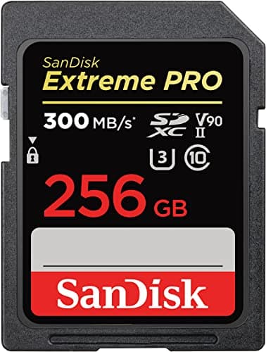 Image of SanDisk 256GB Extreme PRO SDXC card, SD Card, V90 Memory Card, 8K, 4K and Full HD Video, up to 300 MB/s, Shock, Temperature, Water and X-Ray Proof, UHS-II, Class 10, U3,