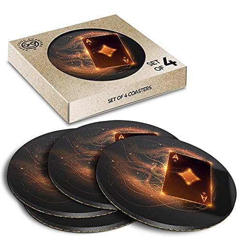 Image of 4 x Eco Boxed Cork Coasters - Ace Playing Card Casino Gambling Drink Cup Mug Glass Table Mat #21102