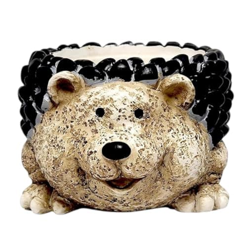 Image of Cute Hedgehog Shaped Ceramic Planter Pot for Indoor Outdoor Plants | Animal Succulent Pot | Garden Decor for Home Office Balcony