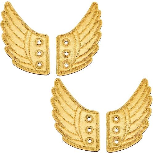 Image of GORGECRAFT 2 Pairs Gold Shoe Wings Shiny Charms Attractive Angel Shoes Decorations Accessory for Daily Sports Style Collocation Fashion Roller Skate High Top Canvas Sneaker Decor Supplies