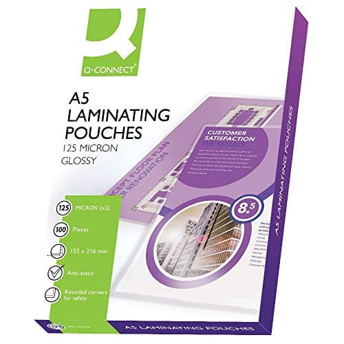 Image of Q-Connect A5 Laminating Pouch 125 Micron (Pack of 100) KF04108,153 x 216 mm