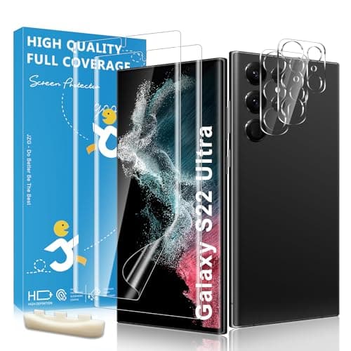 Image of JavoYion 2+2 Pack for Samsung Galaxy S22 Ultra Screen Protector and Camera Protectors, Positioner, Fingerprint Support, Anti-Scratch, Case Friendly, Screen Protector for Galaxy S22 Ultra 5G