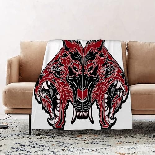 Image of EOMKSE Fleece Blanket Sofa Throw - Versatile Blanket Fluffy Soft Throw for Bed and Couch Throw,head cerberus logo frome hell ready to fight,51x59in