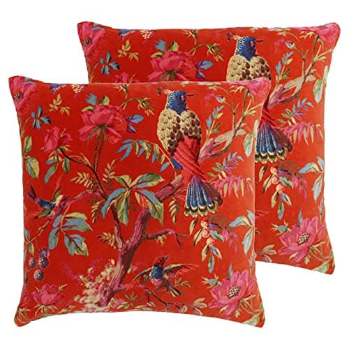 Image of Paoletti Paradise Polyester Filled Cushions (Twin Pack), Cotton, Orange