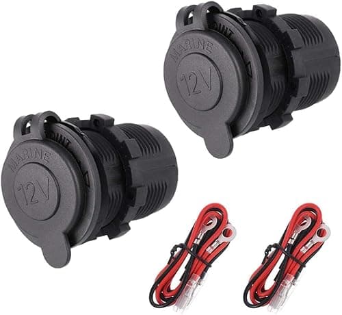 Image of Opopark 2 Pack Cigarette Lighter Socket 12V Marine Car Charger Power Outlet Adapter Waterproof Lighter Socket Plug with Connection Wire for Car Motorcycle Motorbike Boat Marine ATV RV
