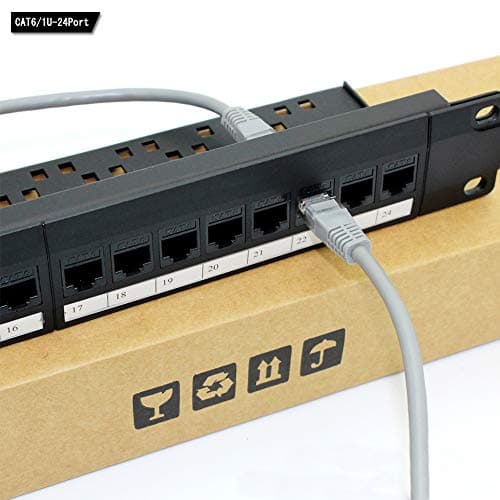 Image of Overpassing Network Patch Panel, 24 Port 1U Rack Mountable CAT6 Patch Panel Pro RJ45 110 Network Mini Patch Pane, Easy to Install, Cable Distinction, No Rust and Durable(RJ45 Straight)