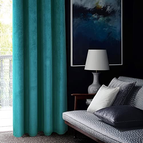 Image of always4u Super Soft Velvet Curtains Teal Blackout Curtains 46x54 Inches Eyelet Thermal Insulated Fully Lined Window Treatment for Living Room 1 Pair