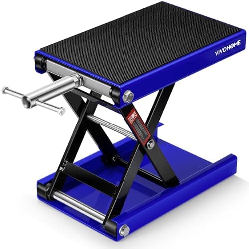 Image of VIVOHOME Motorcycle Scissor Lift Jack Height Adjustable Heavy Duty Steel with Anti Slip Wide Deck Hoist Crank Center Stand 500KG Capacity for Motorcycles, ATVs, Dirt Bikes