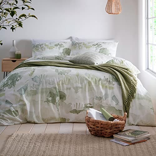 Image of Appletree Loft - Edale - 100% Cotton Duvet Cover Set - Double Bed Size in Green