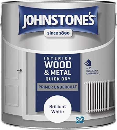 Image of Johnstone's - Quick Dry Gloss Primer Undercoat - Brilliant White - Water Based - Interior Wood & Metal - Fast Drying - Low Odour - Dry in 1-2 Hours - 13m2 Coverage per Litre - 2.5 L