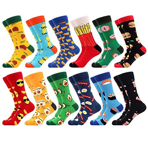 Image of WeciBor Mens Dress Colorful Novelty Funny Socks, 12 Pack Multicolor Food, Sizes 7-12