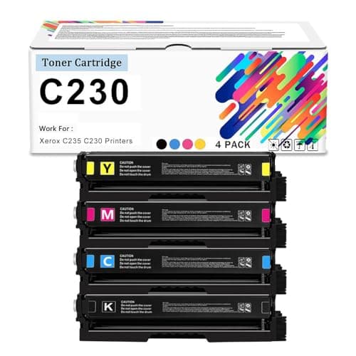 Image of C230 C235 Toner Replacement For Xerox 006R04383 006R04384 006R04385 006R04386 Ink Cartridge, Standard Capacity 1500 Pages For Xerox C235 C230 Color Printer(No Chip),4 Colors-1 Pack