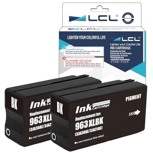 Image of LCL 963XL High Yield Ink Cartridge Replacement for HP 963XL 963 XL 3JA30AE 3JA26AE Compatible with HP OfficeJet Pro 9010 9012 9013 9014 9015 9016 9018 9019 9020 9022 9023 9025 (2 Black)