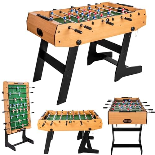 Image of HLC 4FT Folding Football Table Foosball Soccer Indoor Game Table with Retractable Pole Kids Family Play Sports Fun
