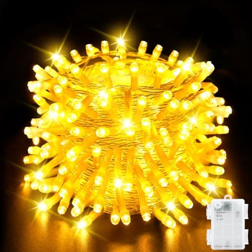 Image of Dalugo Battery Fairy Lights, 5M 50 LED Warm White String Lights with 6h Timer, IP65 Waterproof Battery Powered Fairy Lights for Indoor Outdoor Christmas Decorations