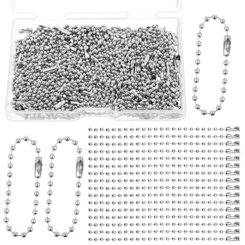 Image of 100 PCS Ball Bead Chain, 10cm / 3.9 Inch Long Stainless Steel Silver Ball Chain Keychain Metal Small Bead Chains with Connectors Balls Beads Chains Extension for Tag Jewelry Making Hanging Decoration