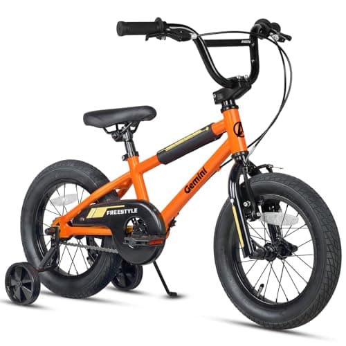 Image of AVASTA 14 Inch Little Kids Bike for 3 4 5 Years Old Boys Girls Beiginner Riders BMX Style Bicycle with Bell and Stabilisers, Orange