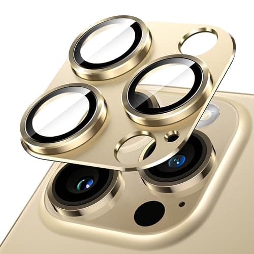 Image of JETech Camera Lens Protector for iPhone 14 Pro 6.1-Inch and iPhone 14 Pro Max 6.7-Inch, Full Coverage 9H Tempered Glass Ring Cover, Matte Metal Plate, Case Friendly, 1-Pack (Gold)