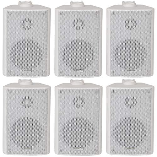 Image of 6x (3 Pairs) - 60W 2 Way White Wall Mounted Stereo Speakers & Brackets - 3” 8Ohm - Mini Compact Background Music Loudspeakers For HiFi Surround Sound & Streaming