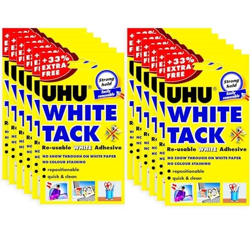 Image of UHU White Tack - Sticky Reusable Adhesive Putty - Pack of 12