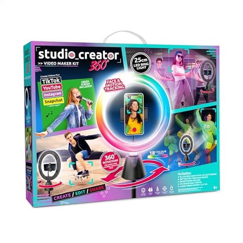 Image of Studio Creator 360 Motion Tracking Ring Light Kit – Tripod, XL Green Screen & Phone Holder | TikTok, YouTube & Instagram Video Set for Teens