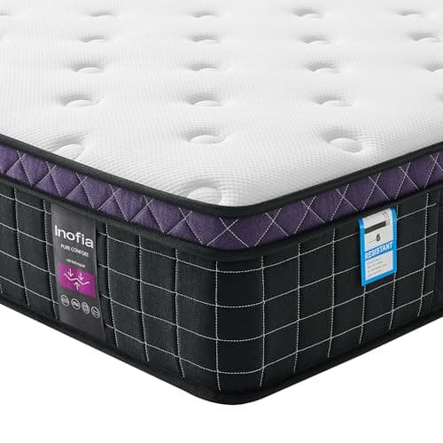 Image of Inofia King Size Mattress 5FT,12 Inch Memory foam mattress, Pocket Sprung Hybrid,Orthopaedic Pressure Relief Motion Isolation,Medium Firm,Mattress in a Box