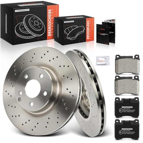 Image of Frankberg Brake Kit incl. 2x Brake Disc + 4x Brake Pad Front Compatible with C-Class W203 C-Class T-Model S203 CLK Cabriolet A209 Replace# A2034211312