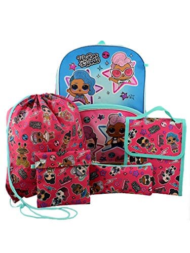 Image of L.O.L. Surprise! Dolls Girls 16" Backpack 5 piece School Set (One Size, Blue/Pink)