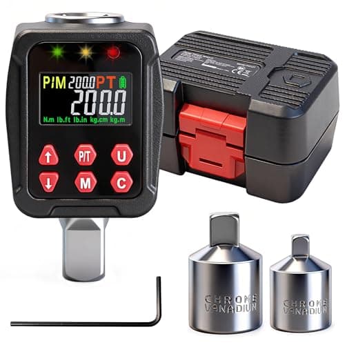 Image of BLUEMARS 1/2 Inch Digital Torque Wrench, 10-200NM Torque Adapter with 1/4" & 3/8" Adapters, ±2% Accuracy, 5 Units, Dual Alarm, Clear Display, Data Storage for Car & Motorcycle Maintenance