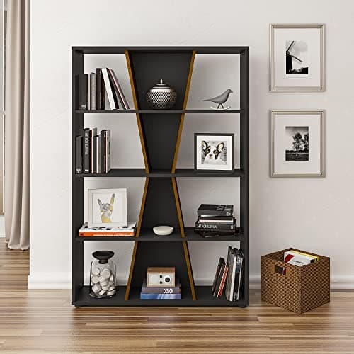 Image of Seconique Naples Medium Bookcase in Black/Pine Effect