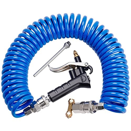 Image of Boeray Heavy Duty Truck Air Duster Blow Gun Cleaning with 9 Meter Long Coil and 2 Interchangeable Nozzle Tips- Blue Air Seat Blow Gun Kit