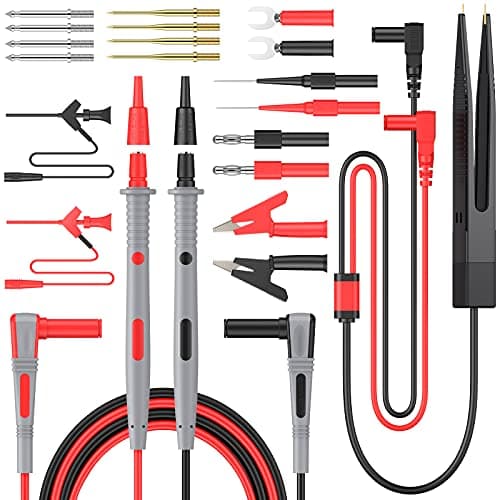Image of Proster Multimeter Leads Kit - 23 in 1 Test Leads with Alligator Clips Test Probe Spring Test Hook Clip Banana Plug SMD Patch Test Clip Electric Tester Leads for Multimeter Tester