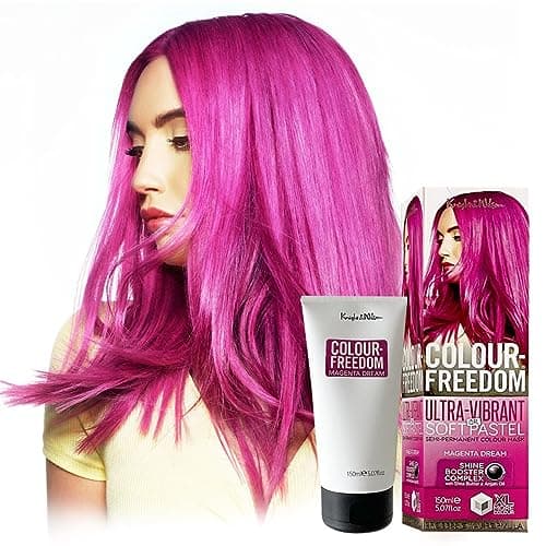 Image of Knight & Wilson Colour-Freedom 150ml Magenta Dream Purple Semi-Permanent Hair Colour - Ultra-Vibrant Vegan Friendly Colour Mask with Shine Booster Complex - Ammonia Free Colour Lasts Up To 6-10 Washes