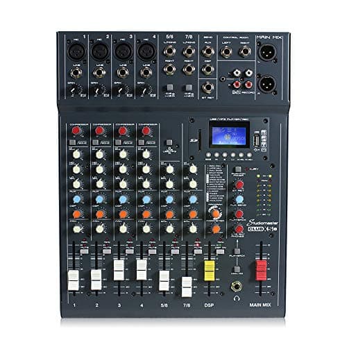 Image of StudioMaster Club XS 8-Channel Mixer | PA Mixing Desk with Bluetooth Audio Streaming, USB/SD Media Player, Phantom Power Support, Built-in DSP Effects | Compact Live Sound & Recording Mixer with USB