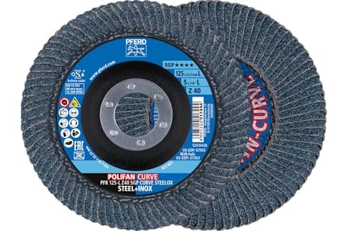 Image of Pferd Polifan Curve Serrated Washer, Pack of 2, Diameter 125 mm, Width L (14 mm), Z40, SGP Steelox, 69398196 - for Precise Fillet Seam Machining