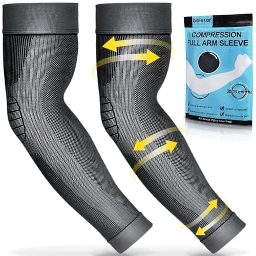 Image of beister Compression Arm Sleeves Elbow Supports: Full Arm Supports Protection for Men & Women (Pair), Non-Slip Breathable Sports Arm & Elbow Braces for Arthritis, Lymphedema, Bursitis, Workout