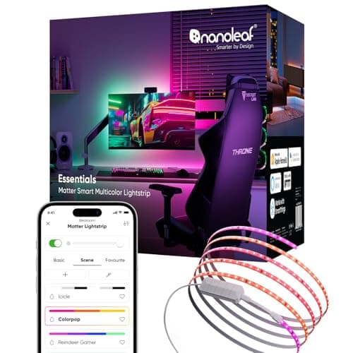 Image of Nanoleaf Matter Wi-Fi 5M Gradient LED Light Strip - 300 RGB IC Addressable LEDs, Music & Screen Sync, Trimmable Strips, Smart App & Voice Control (Works with Alexa Apple Google), Bedroom Gaming Decor