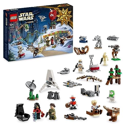 Image of LEGO 75366 Star Wars Advent Calendar 2023 with 24 Gifts, Includes 9 Characters, 10 Buildable Toy Vehicles and 5 Iconic Mini Models, Christmas Gift for Kids and Fans