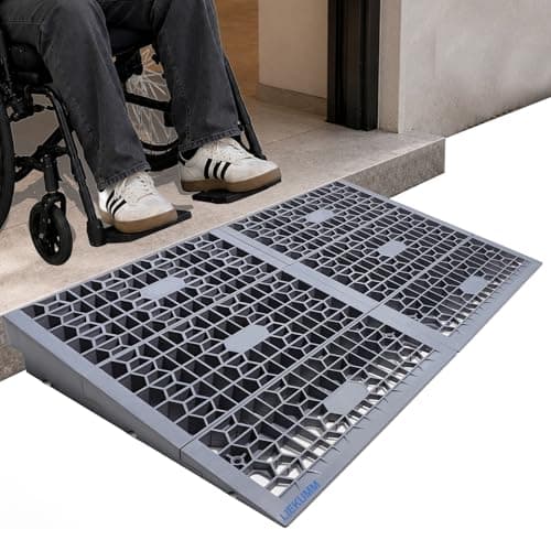Image of LIEKUMM Wheelchair Ramp 7.5 cm High, 1400 kg Load Capacity Threshold Ramps for Doorways, Portable Ramps for Mobility Scooters, Modular Threshold Ramp for Kerbs, Steps, Trolleys and Lawn Mowers