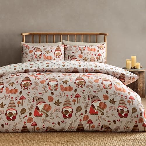 Image of Catherine Lansfield Woodland Gonks So Soft Reversible Single Duvet Cover Set with Pillowcase Natural