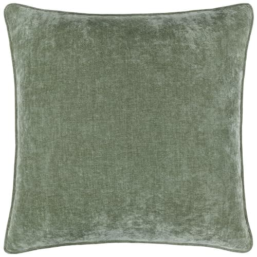 Image of Furn Yard Heavy Chenille Cushion Cover – Luxury Soft Velvet Piped Decorative Case (Eucalyptus - 50x50cm)